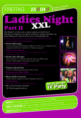 Party Flyer: Ladies Night XXL - Part II am 25.04.2008 in Mlln