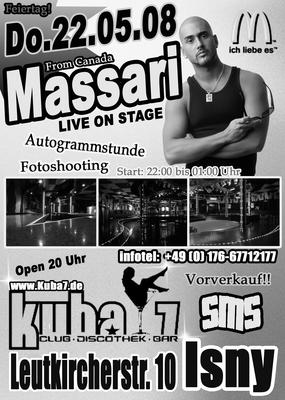 Party Flyer: Massari Live on Stage in Isny am 22.05.2008 in Isny im Allgu