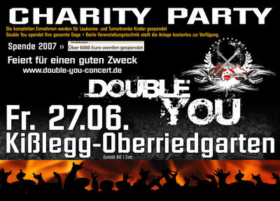 Party Flyer: Double You | Charity Night | Kisslegg-Oberriedgarten am 27.06.2008 in Kißlegg