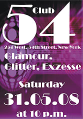 Party Flyer: Glamour, Glitter, Exzesse  Club 54 Party im Cuba Club am 31.05.2008 in Neumnster