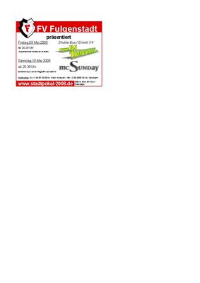 Party Flyer: Stadtpokal 2008 FV Fulgenstadt am 09.05.2008 in Bad Saulgau
