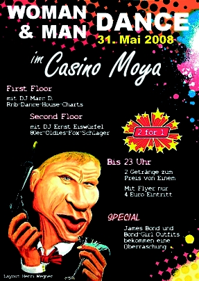 Party Flyer: WOMAN & MAN DANCE - James Bond Special am 31.05.2008 in Rostock