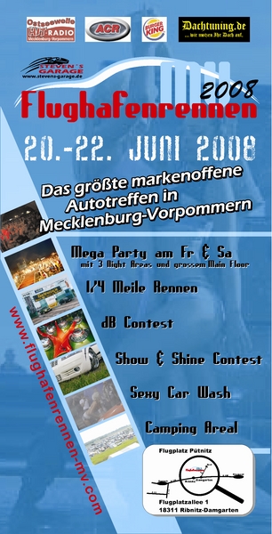 Party Flyer: Flughafenrennen-Mv 2008 am 21.06.2008 in Ribnitz-Damgarten