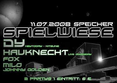 Party Flyer: Spielwiese" meets "Beat Hybrid am 11.07.2008 in Rostock