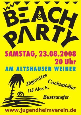 Party Flyer: 16. Beach Party Altshausen am 23.08.2008 in Altshausen