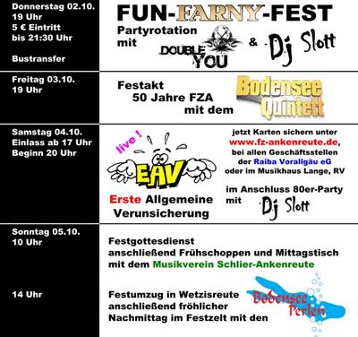 Party Flyer: Double You + DJ | FunFarnyFest | Wetzisreute am 02.10.2008 in Schlier