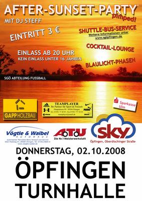Party Flyer: After-Sunset-Party pimped! am 02.10.2008 in pfingen