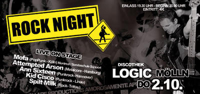 Party Flyer: Rock Night - 5 Bands Live am 02.10.2008 in Mlln