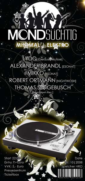 Party Flyer: Mondschtig im Speicher Rostock am 18.10.2008 in Rostock
