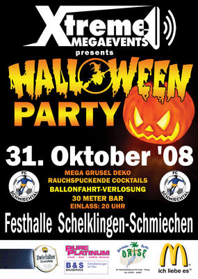 Party Flyer: MEGA HALLOWEEN PARTY - Schmiechen am 31.10.2008 in Schelklingen