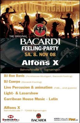 Party Flyer: BACARDI FEELING Megaparty auf 2 Floors am 08.11.2008 in Sigmaringen
