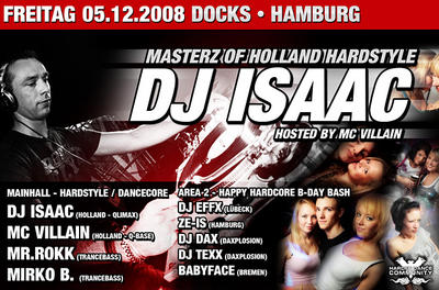 Party Flyer: DJ Isaac - Masterz of Holland Hardstyle am 05.12.2008 in Hamburg