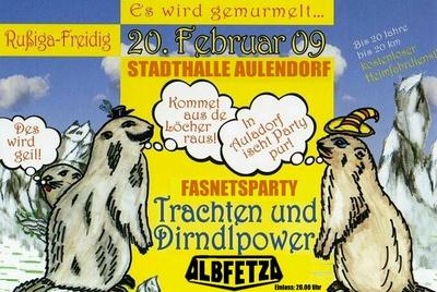 Party Flyer: ALBFETZA - Trachten und Dirndlpower Tour 2009 am 20.02.2009 in Aulendorf