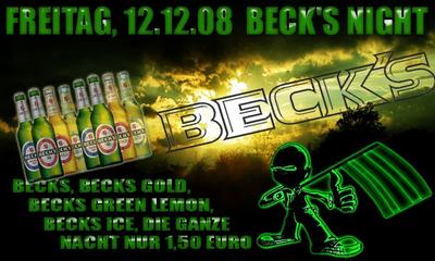 Party Flyer: Becks Night @ Mirage Senden am 12.12.2008 in Senden