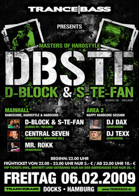 Party Flyer: Masters Of Hardstyle - D-Block & S-TE-FAN am 06.02.2009 in Hamburg