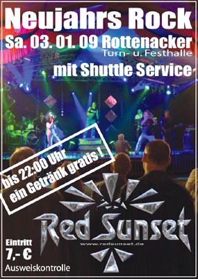 Party Flyer: Neujahrs-Rock mit RED-SUNSET am 03.01.2009 in Rottenacker
