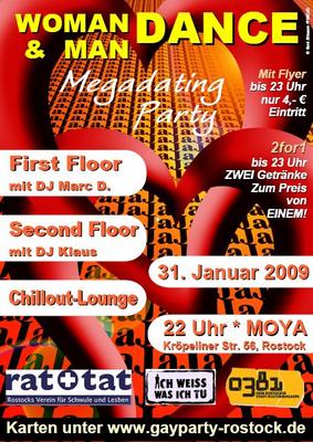 Party Flyer: WOMAN & MAN DANCE - Das Megadating am 31.01.2009 in Rostock