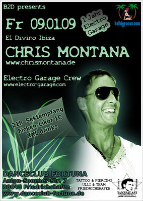 Party Flyer: Chris Montana 1 Jahr EGC am 09.01.2009 in Friedrichshafen