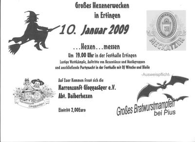 Party Flyer: Groes Hexenwecken in Ertingen am 10.01.2009 in Ertingen
