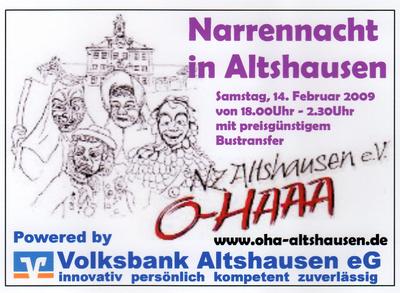 Party Flyer: OHA-Narrennacht in Altshausen am 14.02.2009 in Altshausen