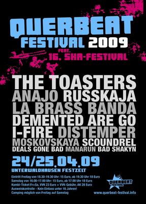 Party Flyer: QUERBEAT-FESTIVAL feat. 16. SKA-Festival Unterwaldhausen (24.04.-25.04.2009) am 25.04.2009 in Unterwaldhausen