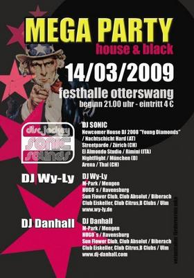 Party Flyer: XIV. MEGA PARTY  House&Black am 14.03.2009 in Bad Schussenried