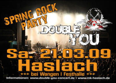 Party Flyer: Double You | Spring Rock Party | Haslach am 21.03.2009 in Wangen im Allgu