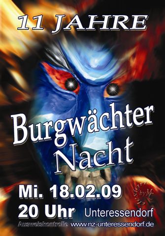 Party Flyer: 11 Jahre Burgwchternacht am 18.02.2009 in Hochdorf