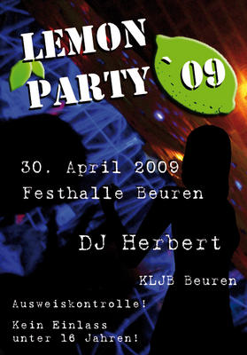 Party Flyer: Lemon Party in Beuren am 30.04.2009 in Isny im Allgu