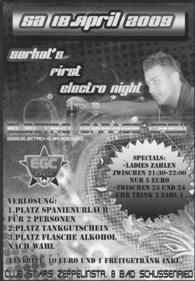 Party Flyer: Club Stars - Serhats First Electro Night am 18.04.2009 in Bad Schussenried