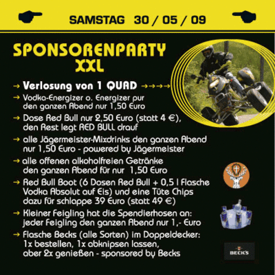 Party Flyer: Sponsorenparty XXL @ SuperMx am 30.05.2009 in Senden