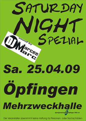 Party Flyer: Saturday Night Spezial am 25.04.2009 in pfingen