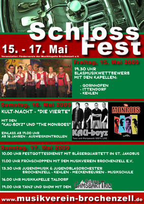 Party Flyer: Schlossfest Brochenzell am 16.05.2009 in Meckenbeuren