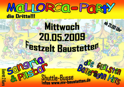 Party Flyer: MALLORCA-PARTY - "die Dritte" am 20.05.2009 in Laupheim