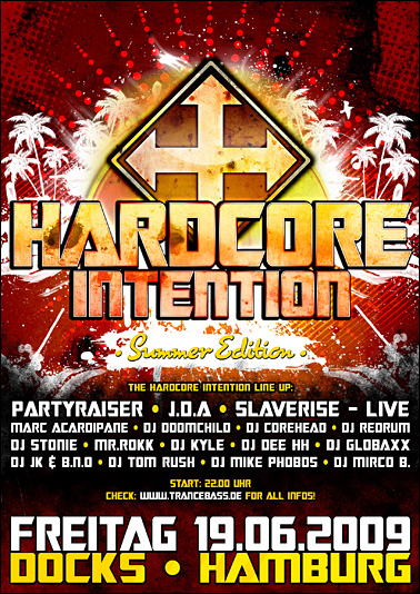 Party Flyer: Hardcore Intention "Summer Edition" am 19.06.2009 in Hamburg