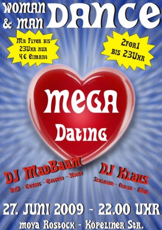 Party Flyer: WOMAN & MAN DANCE - Das Megadating am 27.06.2009 in Rostock