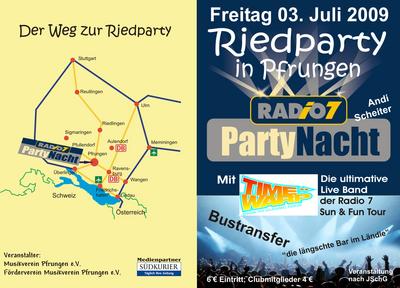 Party Flyer: Radio 7 Party Nacht am 03.07.2009 in Wilhelmsdorf