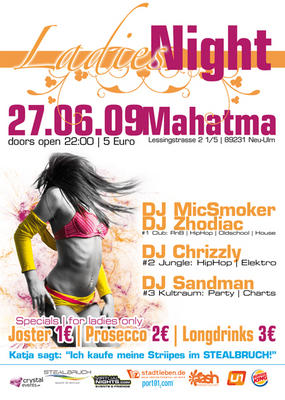 Party Flyer: Ladies Night @ Club Mahatma am 27.06.2009 in Neu-Ulm