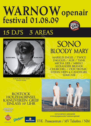 Party Flyer: WARNOW OPEN AIR - Festival am 01.08.2009 in Rostock