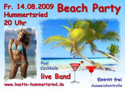 Party Flyer: Beach Party am 14.08.2009 in Eberhardzell