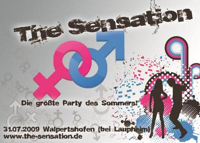 Party Flyer: THE SENSATION  Die Party deines Sommers am 31.07.2009 in Mietingen