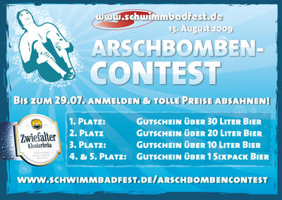 Party Flyer: Schwimmbadfest Zwiefalten am 15.08.2009 in Zwiefalten