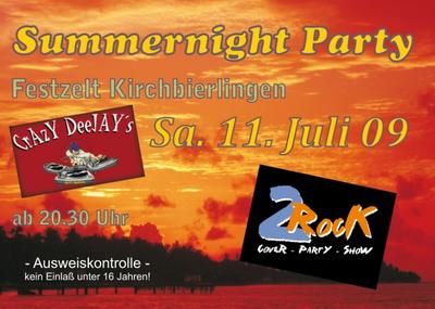 Party Flyer: Summernight Party am 11.07.2009 in Ehingen a.d. Donau