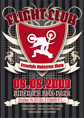 Party Flyer: FLIGHT CLUB2009 | BMX Jam & FREESTYLE MOTOCROSS SHOW am 08.08.2009 in Biberach an der Ri