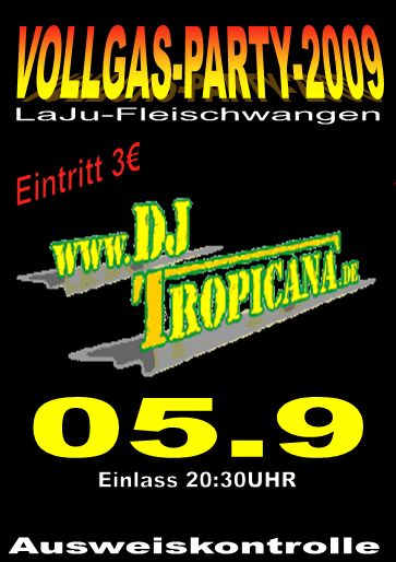 Party Flyer: VOLLGASPARTY FLEISCHWANGEN am 05.09.2009 in Fleischwangen