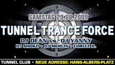 Party Flyer: Tunnel Trance Force Clubnight am 29.08.2009 in Hamburg