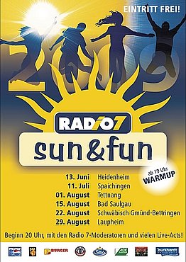 Party Flyer: Radio7 Sun & Fun Tour - Laupheim am 29.08.2009 in Laupheim