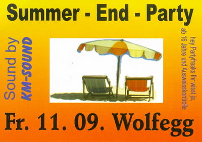 Party Flyer: Summer-End-Party am 11.09.2009 in Wolfegg