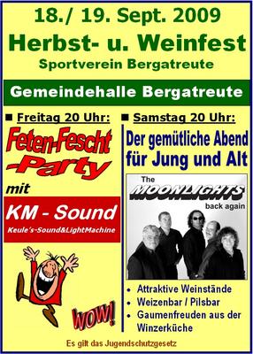 Party Flyer: FETEN-FESCHT - PARTY mit DJs by KM-SOUND am 18.09.2009 in Bergatreute