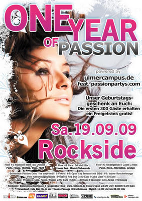 Party Flyer: One Year of Passion am 19.09.2009 in Ulm